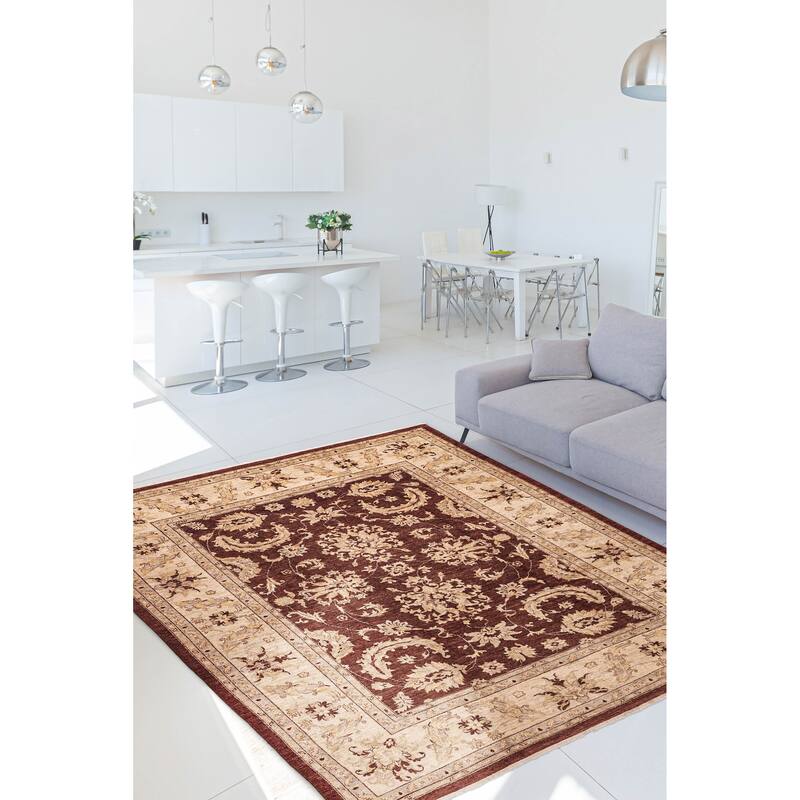 ECARPETGALLERY Hand-knotted Peshawar Oushak Dark Red Wool Rug - 9'0 x 11'11