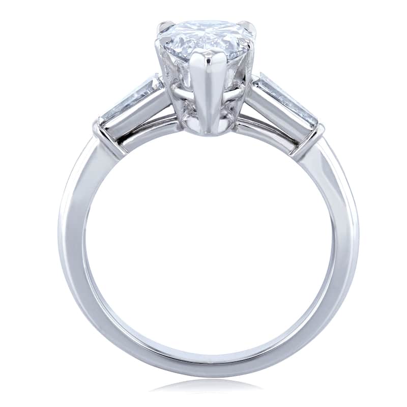 Van Cleef 2.11 Carat Flawless Natural Diamond GIA Certified Platinum Pear 3-Stone Ring (D, Internally Flawless)(D, VVS)