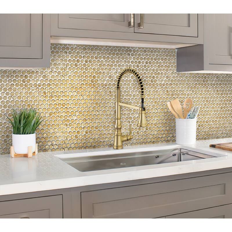 Apollo tile 12" x 12" Majeste Glossy Gold Glass Tile (10.34 sq ft/case) - 10 Pack