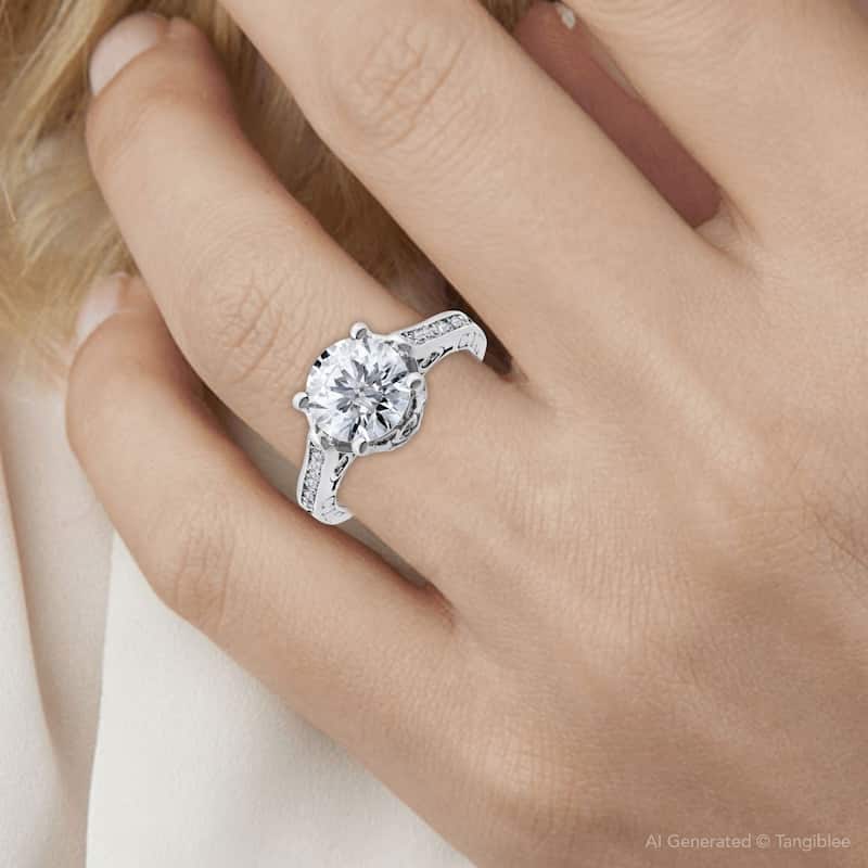 Certified 2 1/3Ct Diamond Engagement Ring White Gold Lab Grown