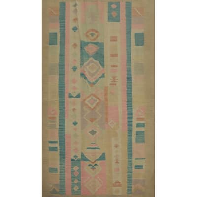Hand Woven Oriental 100% Wool Carpet Southwestern Tribal Multi-Colored Kilim Area Rug - 6' 4'' X 4' 0''