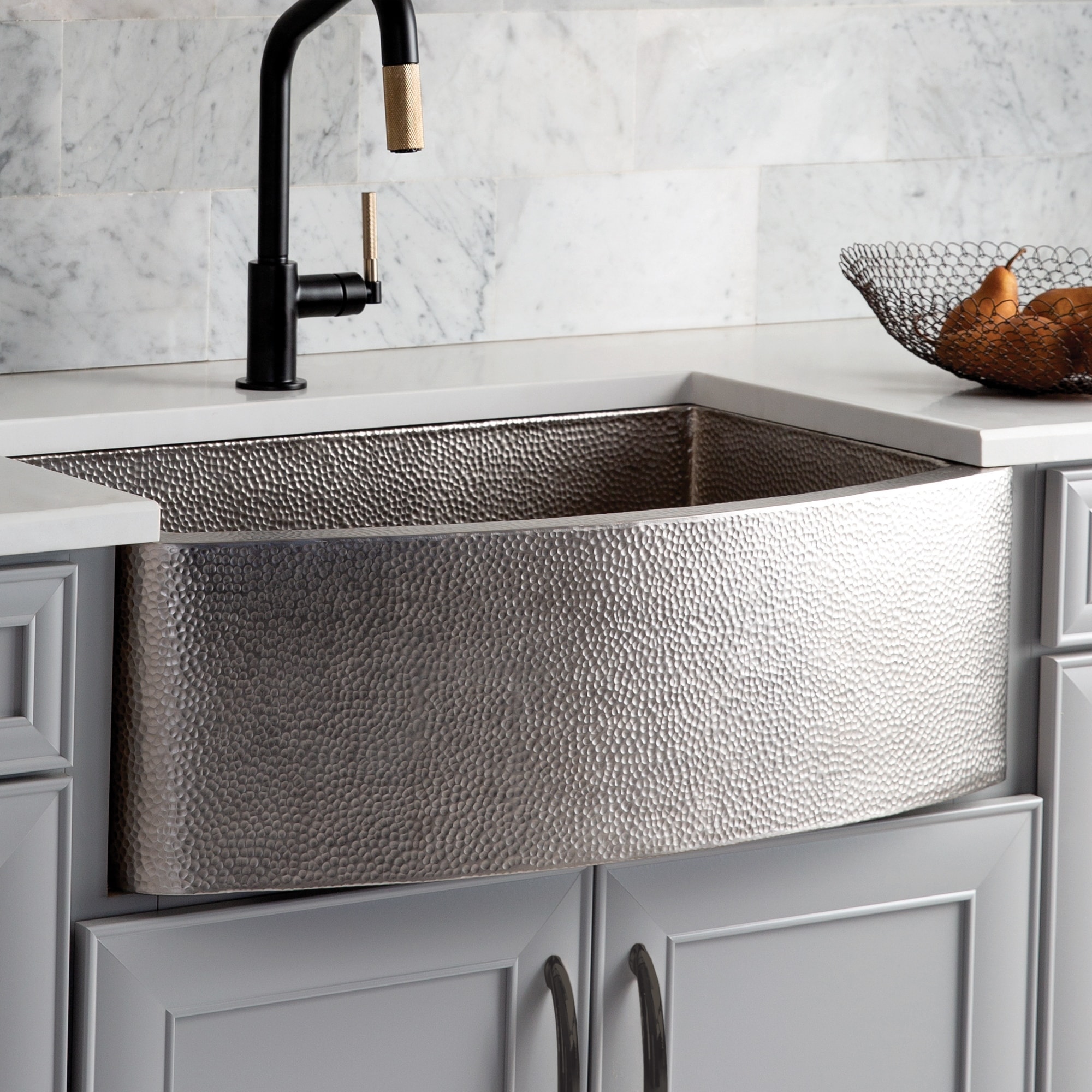 Rhapsody Hand-Hammered Copper Farmhouse Kitchen Sink - 33" x 20.5" x 10.25"