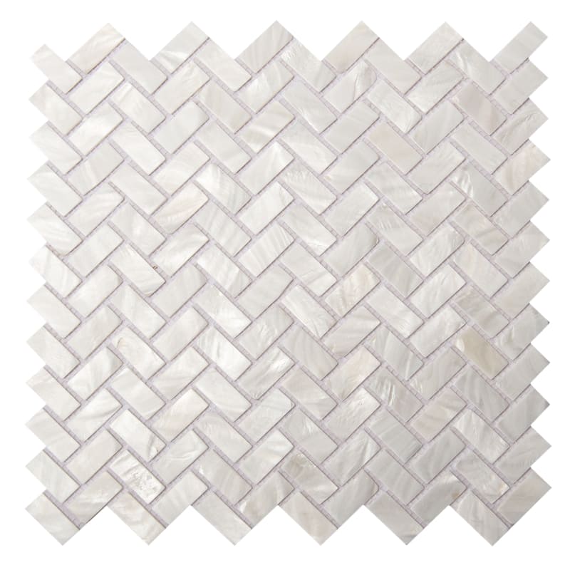 Art3d 12"x12" Mother of Pearl Tile Rectangle White with Seams - 12x12-1pc