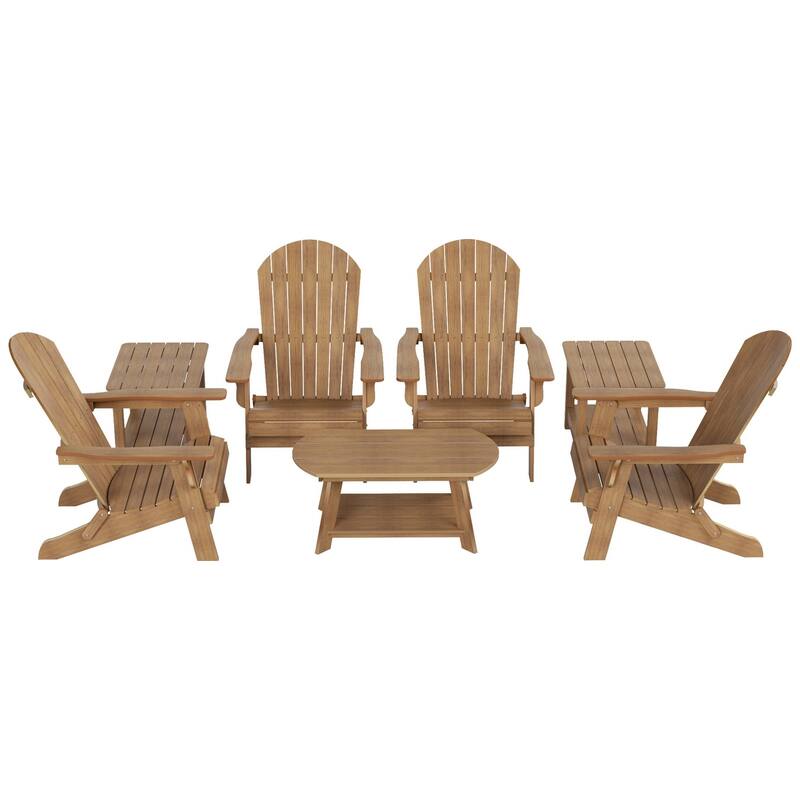 Vineyard HIPS Outdoor Folding Eco-Friendly All Weather Seashell Adirondack Chairs (7-Piece Conversation Set)