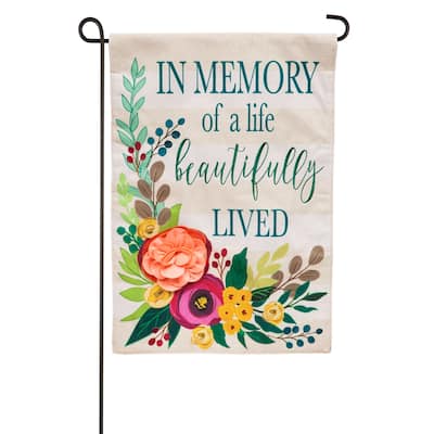 12.5 in. x 18 in. In Memory of a Life Beautifully Lived Garden Burlap Flag