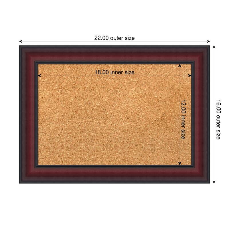 Dalat Cherry Framed Cork Board - Bulletin Board, Organization Board, Pin Board - Natural - 22 x 16 in