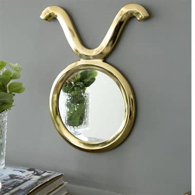 Modern Gold Round Mirror with Aluminum Frame Wall Decor for Entryway
