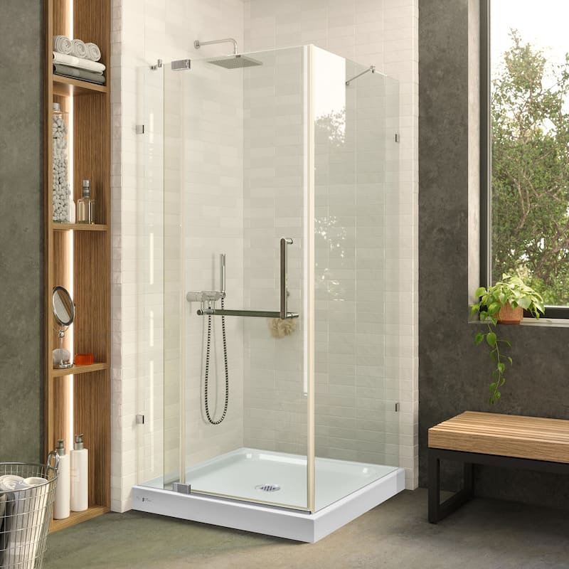 Fine Fixtures Frameless Shower Enclosure Hinged Glass Shower Door - Tempered Glass