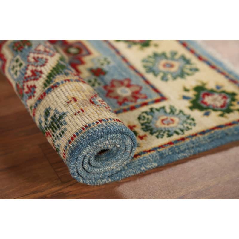 Light Blue Kazak Oriental Accent Rug Hand-Knotted Wool Carpet - 2'1" x 3'0"