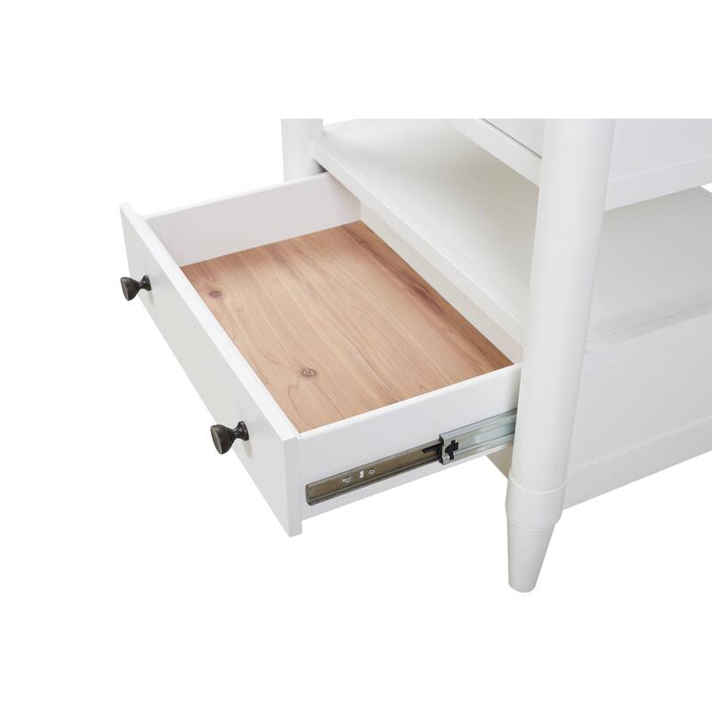 Open Nightstand White Finish With 2 Drawers