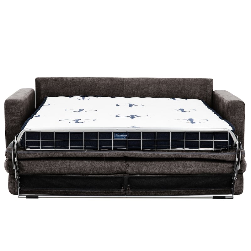 Stearns & Foster® Atillio 80 in.Queen Sofa Bed with Pocket Coil Mattress, Dark Brown