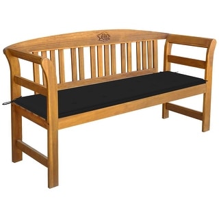 vidaXL Patio Bench with Cushion 61.8" Solid Acacia Wood - 61.8" x 17.7" x 32.4"