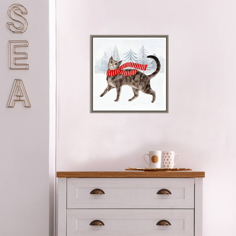 Christmas Cats and Dogs I by Victoria Borges Framed Canvas Art