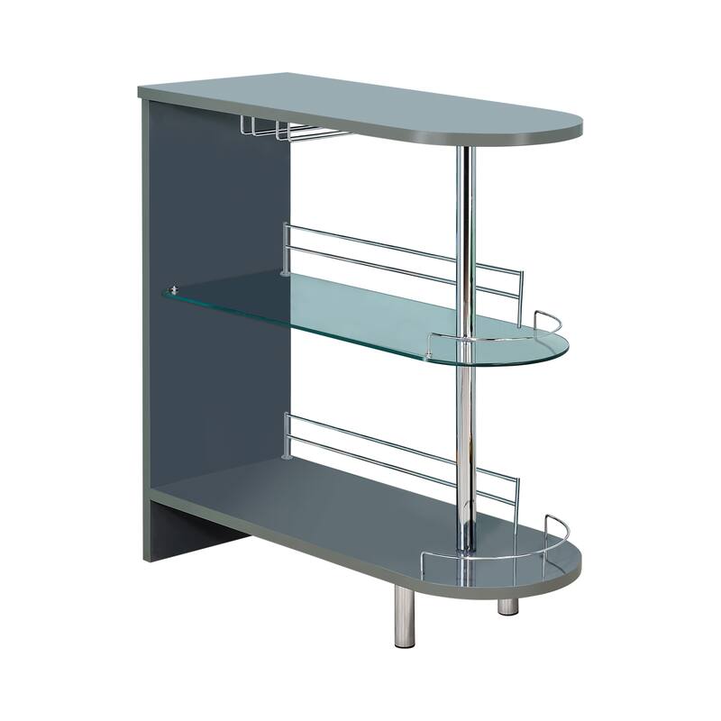 3-Tier Bar Table Glossy Grey And Clear