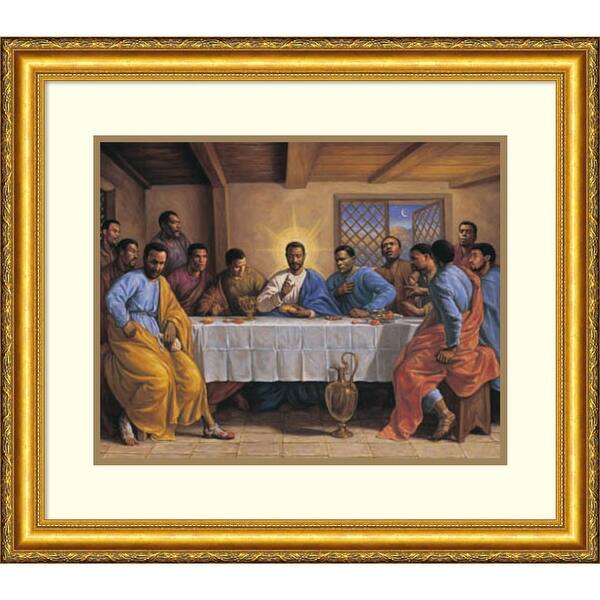 slide 2 of 7, Framed Art Print 'Last Supper' by Sarah Jenkins 30 x 25-inch Wood - Gold