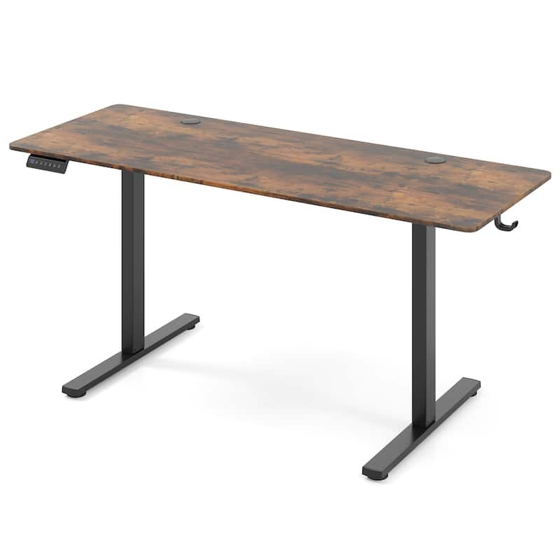 Electric Standing Desk with Memory Heights and Cable Management - Rustic-Brown