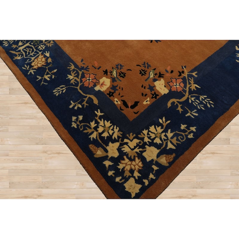Camel Chinese Art Deco New Zealand Wool Hand Tufted Multi Size Oriental Area Rug LoomBloom