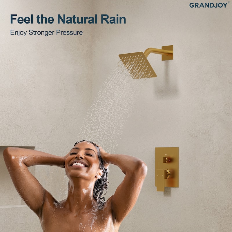GRANDJOY 2-Function Tub and Shower Faucet Set with Single Handle Valve, Wall-Mount Design