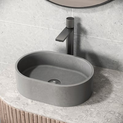 VIGO Concreto Stone Composite Oval Bathroom Vessel Sink in Gray