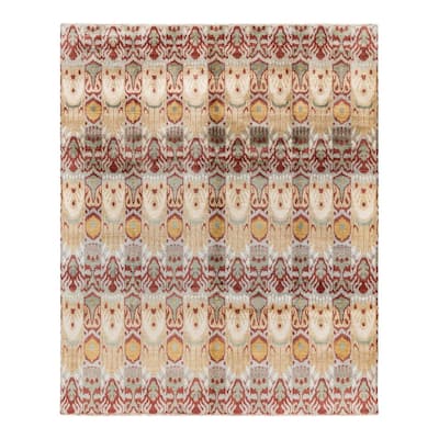 Ikat One-of-a-Kind Hand-Knotted Area Rug, Yellow - 8' 2" x 9' 10"