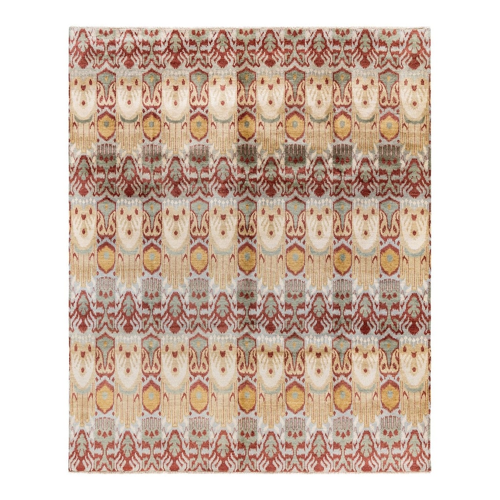 Ikat One-of-a-Kind Hand-Knotted Area Rug, Yellow - 8' 2" x 9' 10"