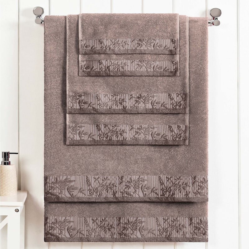 Superior Wisteria Cotton Floral Jacquard 6 Piece Bathroom Towel Set