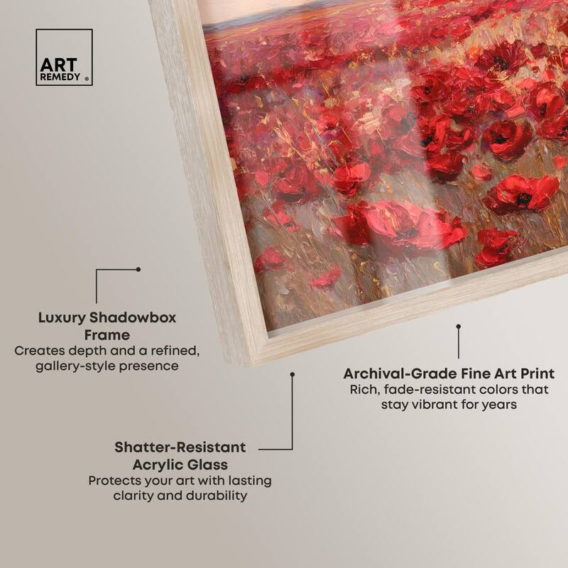 Sea of Red Poppies I Shadowbox by Art Remedy