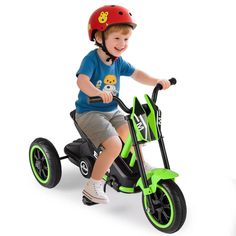 Gymax Kids Tricycle w/Foot Pedals Forward/Backward Steering Handlebars - Green