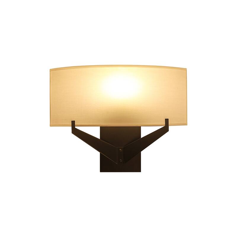 1 - Light Semi - Flush Wall Sconce with Fabric Shade - Matte Black