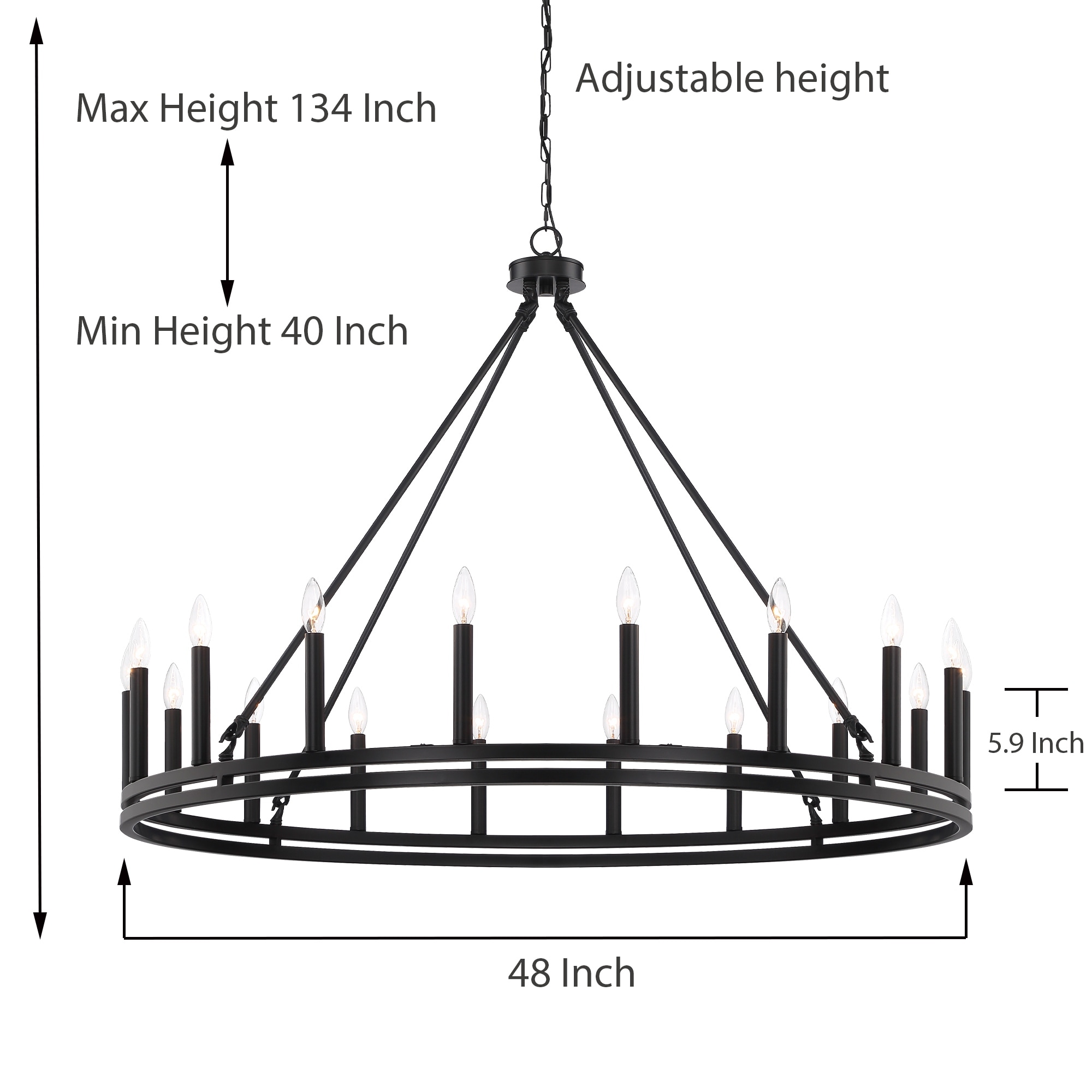 Acroma 48In Modern Farmhouse 18-light Wagon Wheel Candle