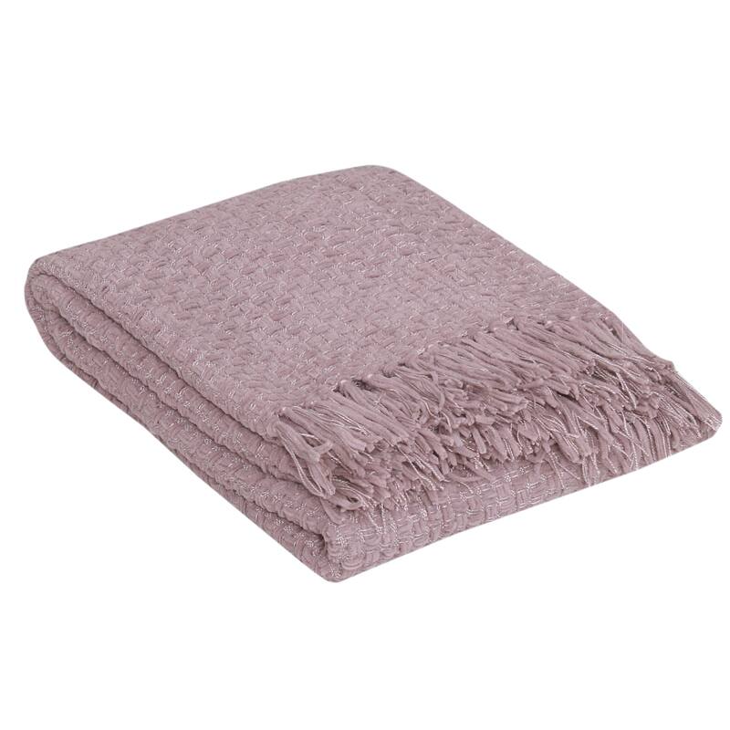 Fabstyles Chenille Basket Weave Polyester Throw Blanket - 50x60 - Purple