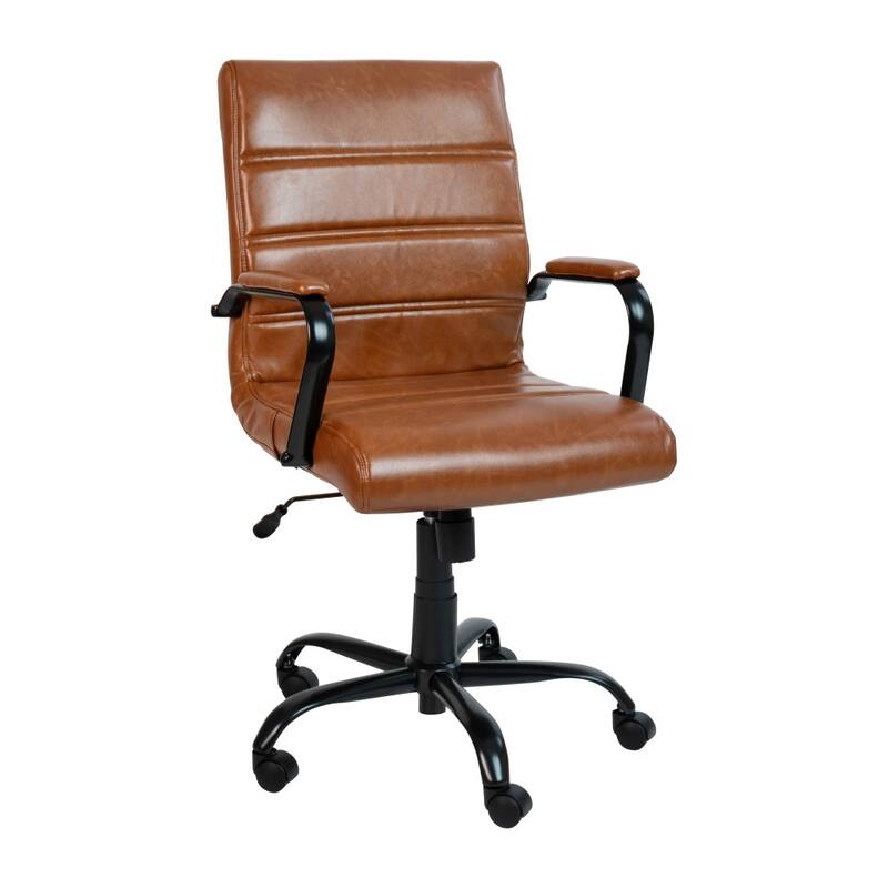 Mid-back LeatherSoft Executive Swivel Office Chair - Brown LeatherSoft/Black Frame