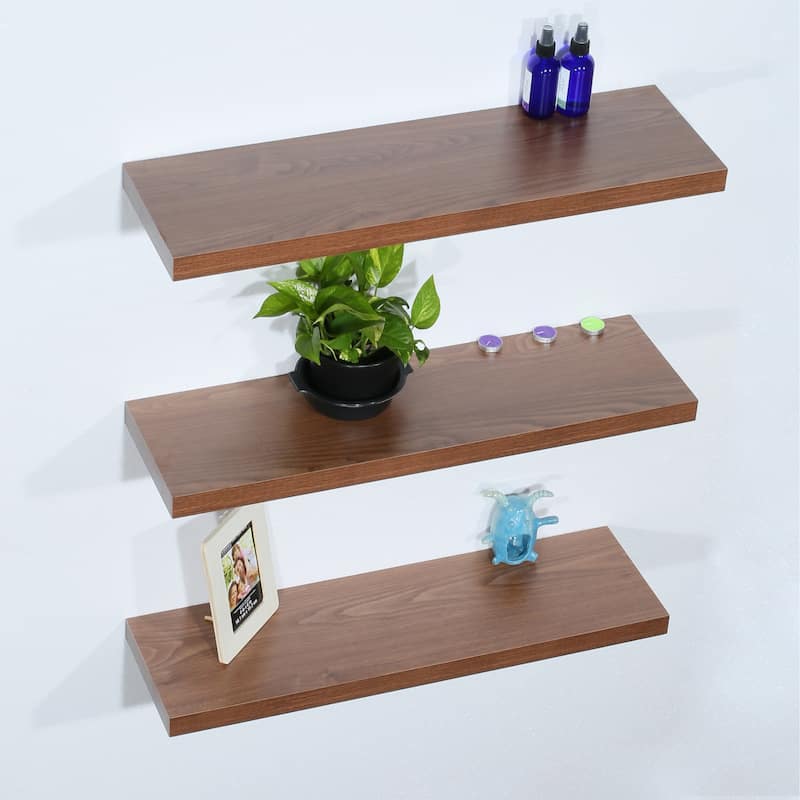 DAVEE Set of 3 JD Walnut Floating Shelves - 31.5*9.25*1.5 inches - 31.5*9.25*1.5 inches