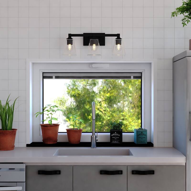 Wallingford 3-Light 22.5 inch Wide Bathroom Vanity Lighting Fixture, Clear Glass Shade, Dimmable, LED Compatible, Reversible