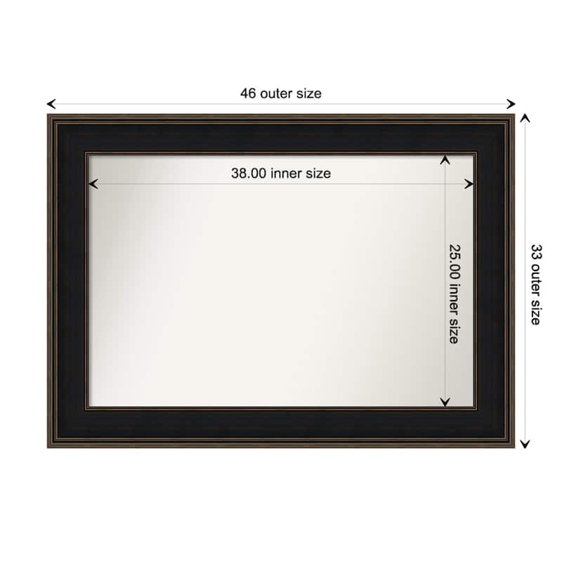 Mezzanine Espresso Framed Non-Beveled Custom Wall Mirror, Bathroom Vanity Mirror - Outer Size: 45.75 x 32.75