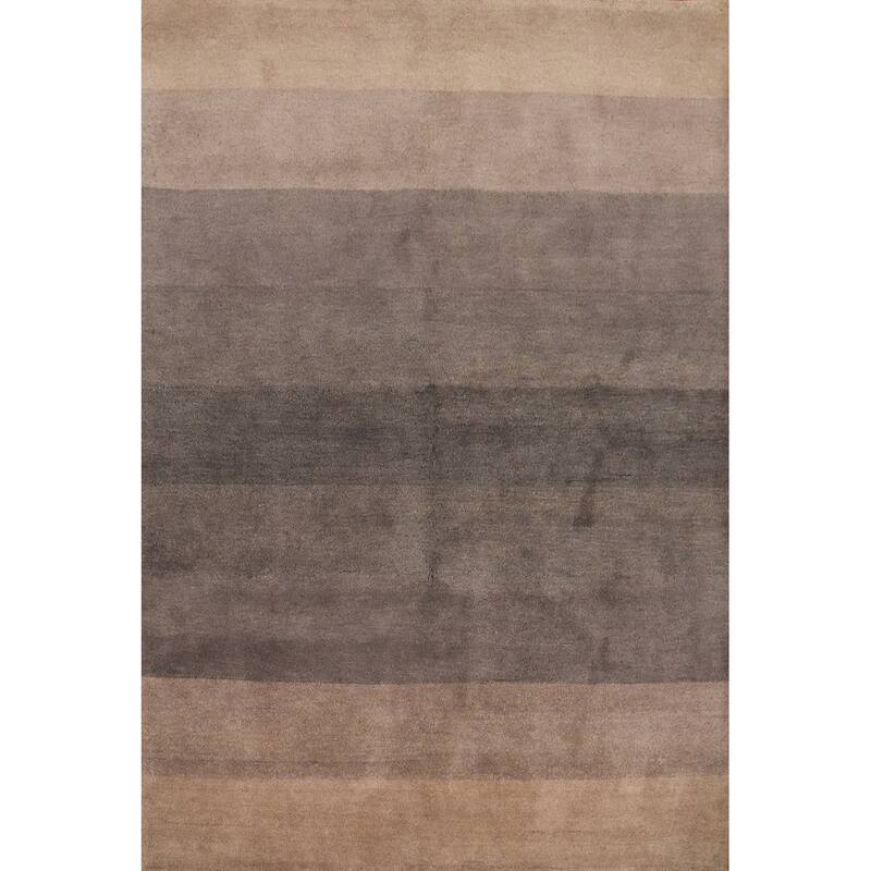 Hand Knotted Oriental 100% Wool Carpet Modern Modern Greys & Charcoal Gabbeh Area Rug - 8' 1'' X 6' 7''