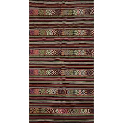 Hand Woven Oriental 100% Wool Carpet Southwestern Tribal Multi-Colored Kilim Area Rug - 10' 2'' X 5' 7''