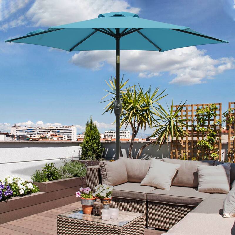 7.5ft * 7.5ft Patio Umbrella with Crank and Push Button Tilt,Outdoor Table Market Umbrella with Aluminum Pole