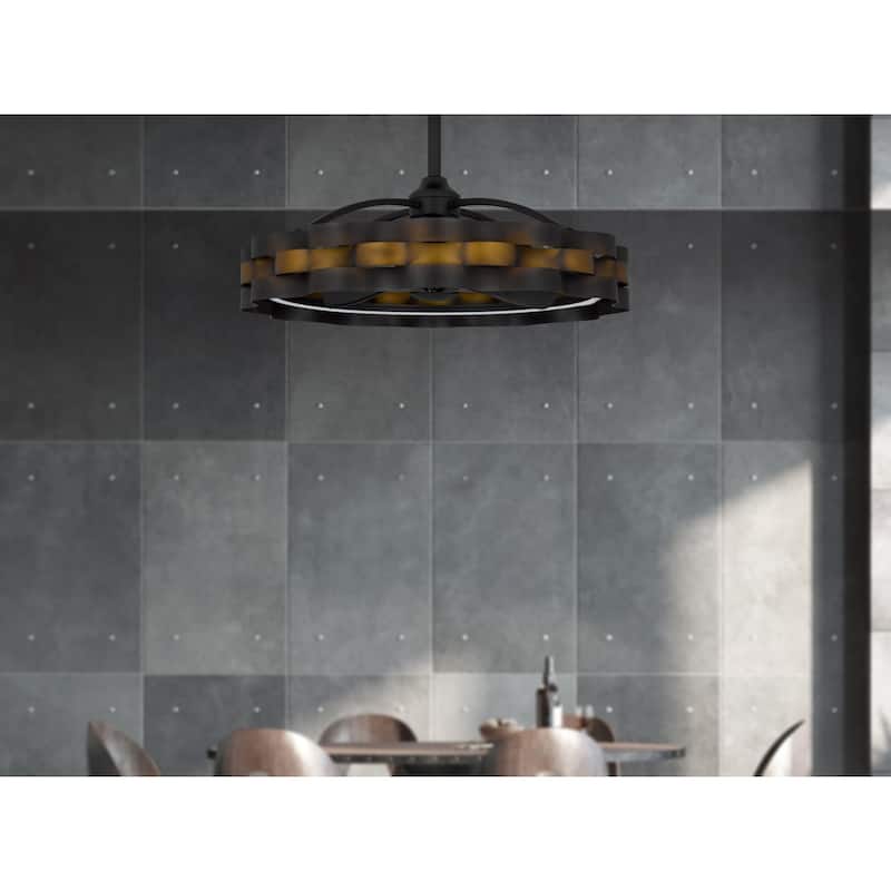 Pembroke 19" Height Dark Bronze Metal Fan Light With Led Light - One Size