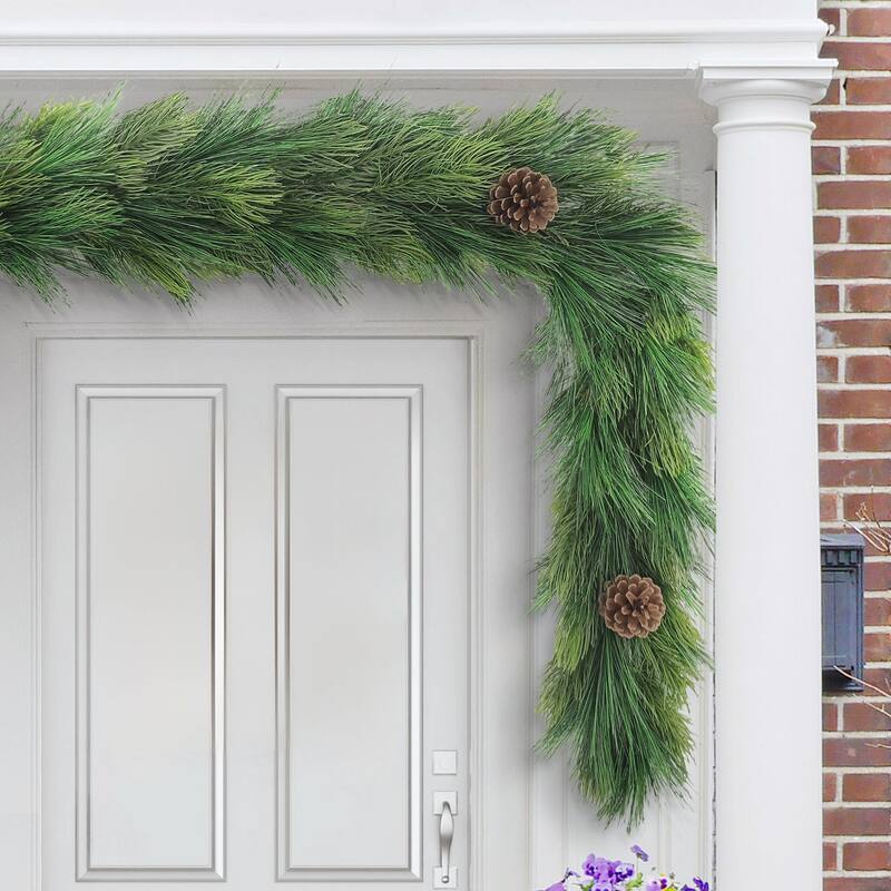 Puleo International 9' x 10" Garland Adorned with Pinecones