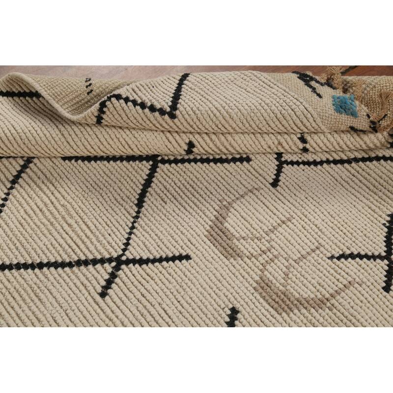 Moroccan Oriental Runner Rug Handmade Wool Carpet - 4'1"x 13'4"