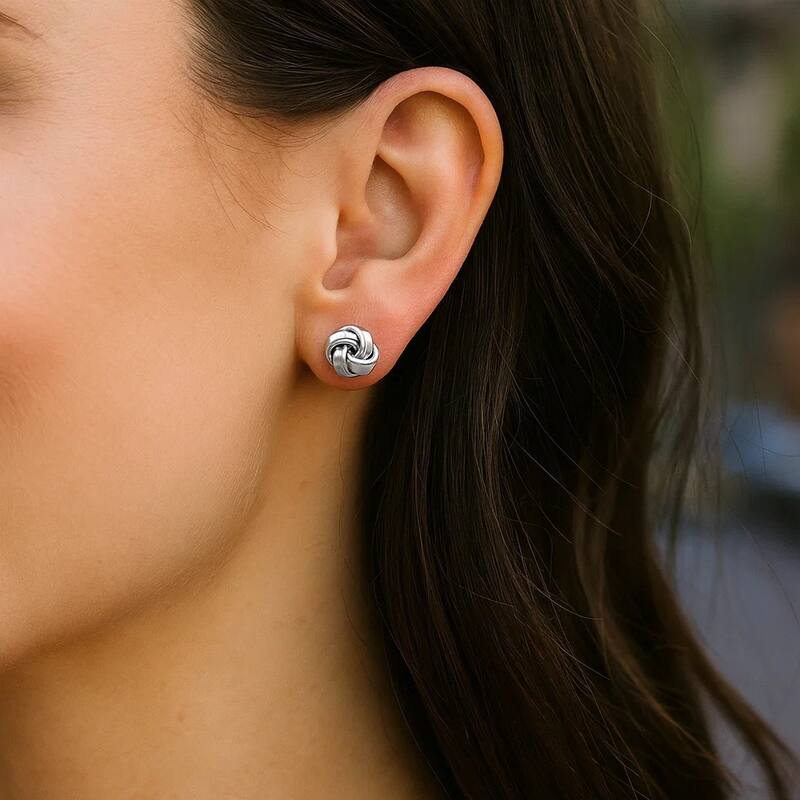 MayaMila Petite Sterling Silver Polished Love Knot Earrings
