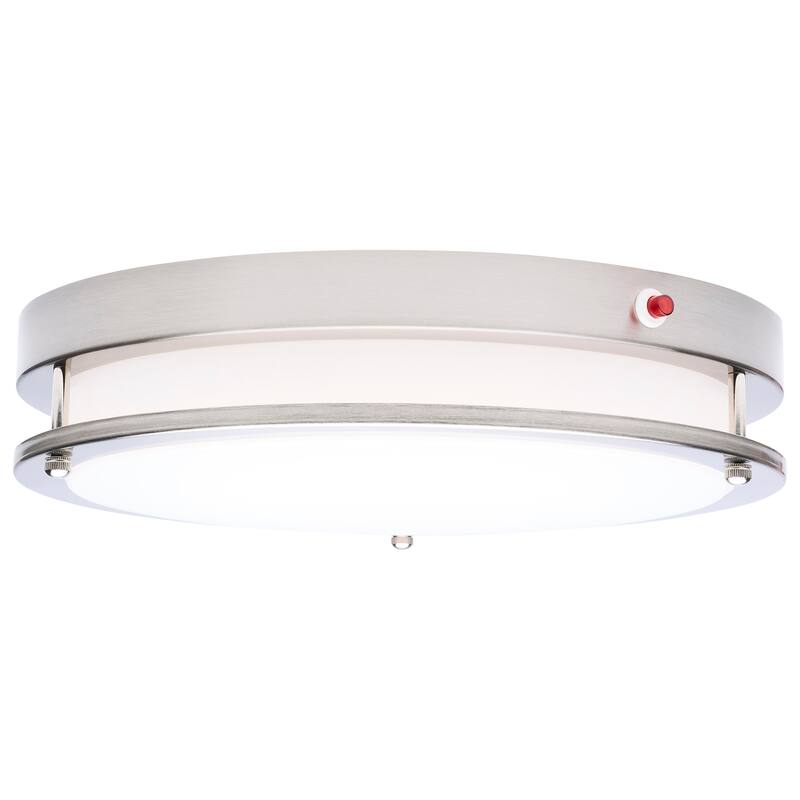 Glamour 13 Inch LED Flush Mount Emergency Battery CCT Selectable Brushed Nickel Finish - Brushed Nickel