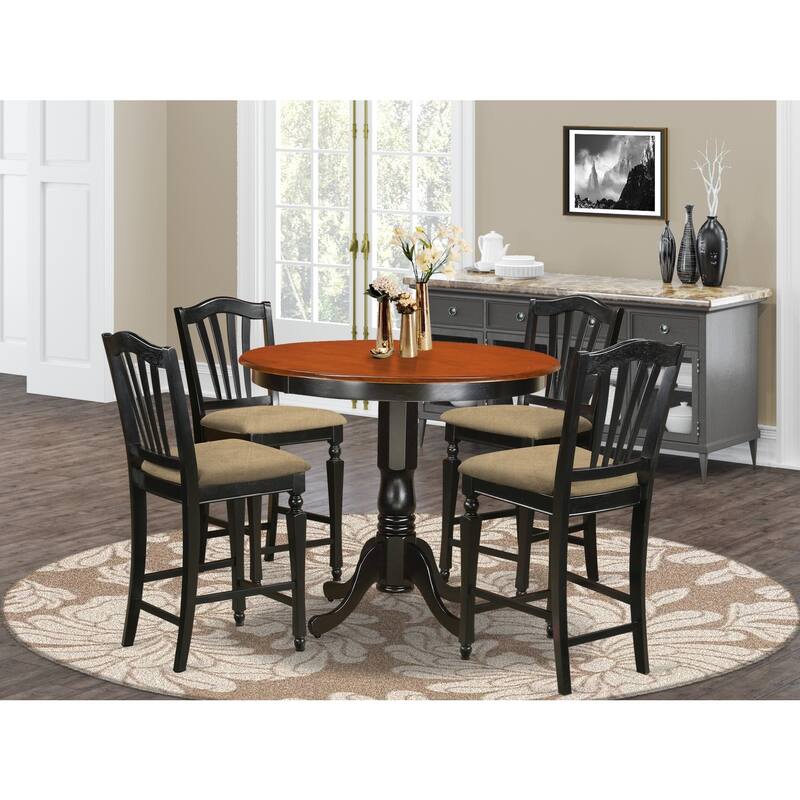 Art Nouveau Dining Set - 36x36 Table & 2 Linen Chairs - Small Space Decor