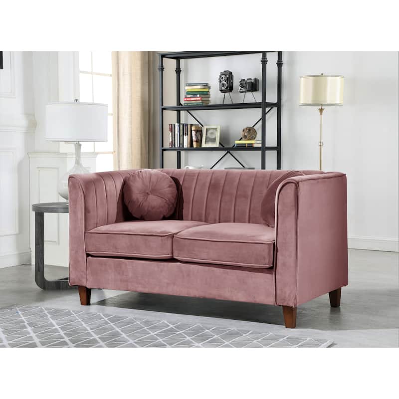 Boton Chesterfield Loveseat - Pink