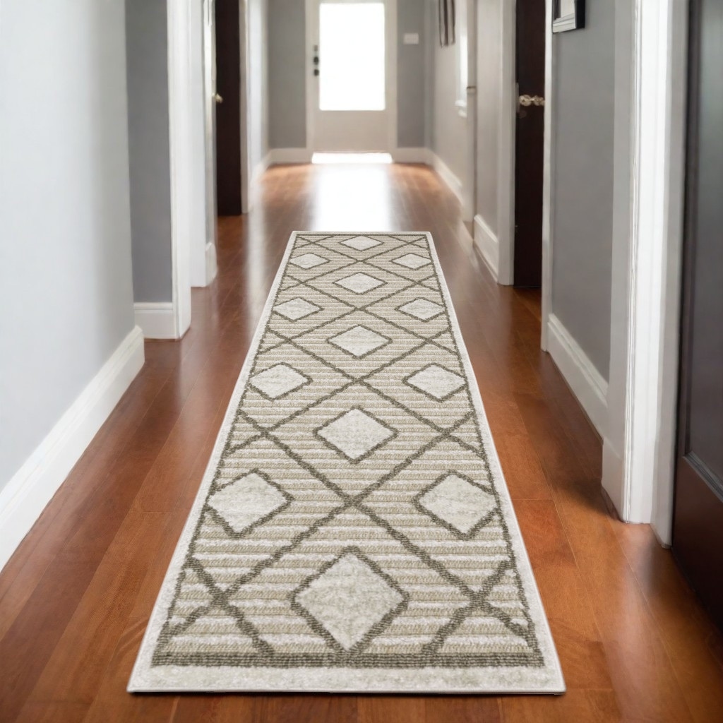HomeRoots Keju Geometric Transitional Runner Area Rug