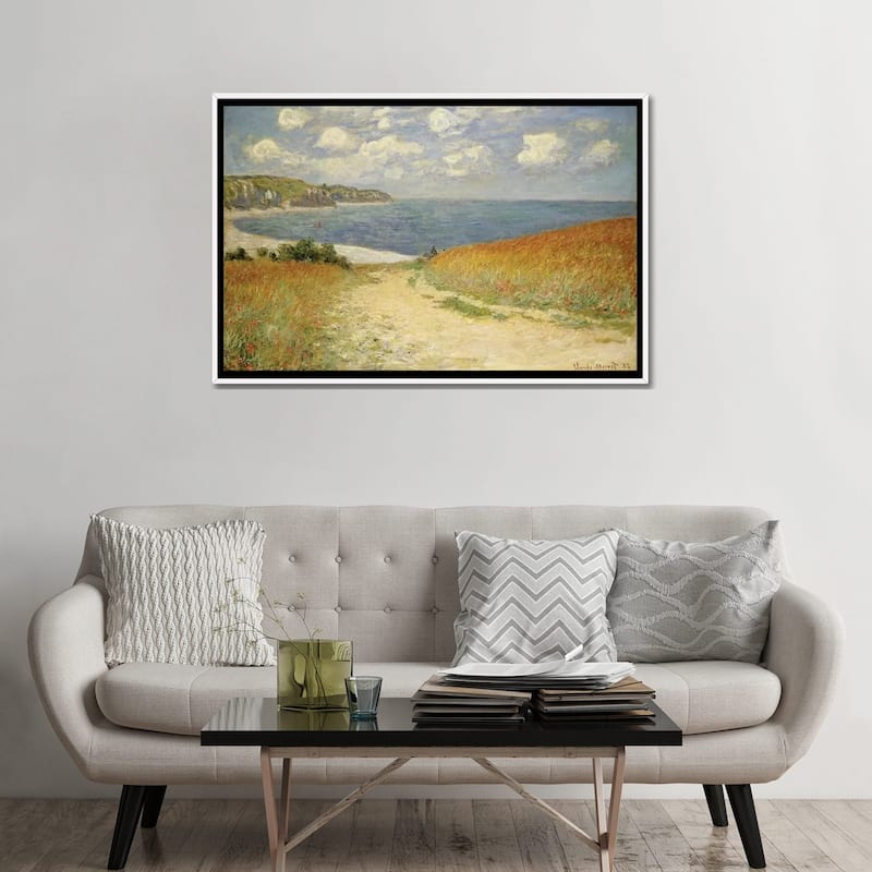 iCanvas "Path in the Wheat at Pourville, 1882 " by Claude Monet Framed Canvas Print