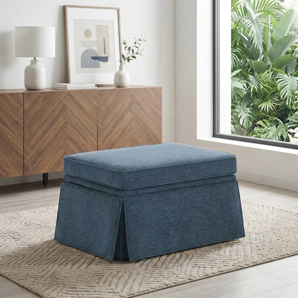 Skirted Rectangular Flip-Top Storage Ottoman