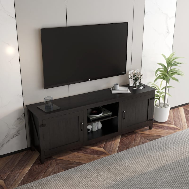 Industrial TV Stand with 2 Storage Cabinet and 4 Shelf Storage for Living Rooms Bedrooms and Playrooms​
