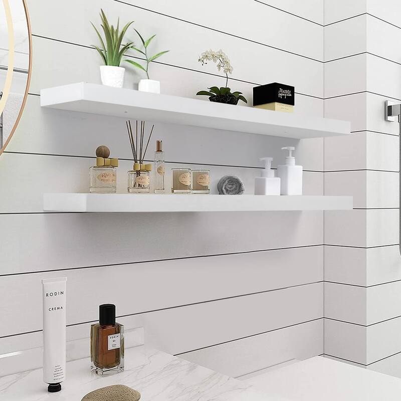 2 Piece Pine Veneer Wood Wall Mounted Floating Shelf